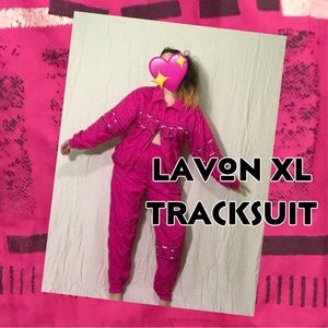 Vintage Lavon Hot Pink Tracksuit Matching Set Windbreaker Granny Streetwear